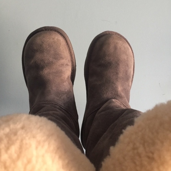 UGG Upside Boots Tall Gray Lace up Shearling Sherpa Fur Suede Winter Women EU 36 - Picture 7 of 10